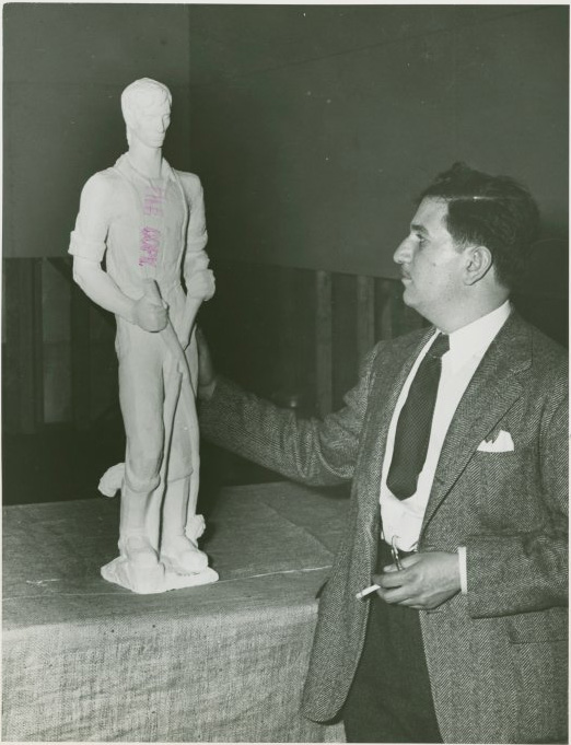 Louis in His New York Studio with "Lincoln" Plaster